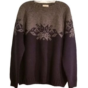 J CREW | NAVY & GRAY SNOWFLAKE SWEATER, M